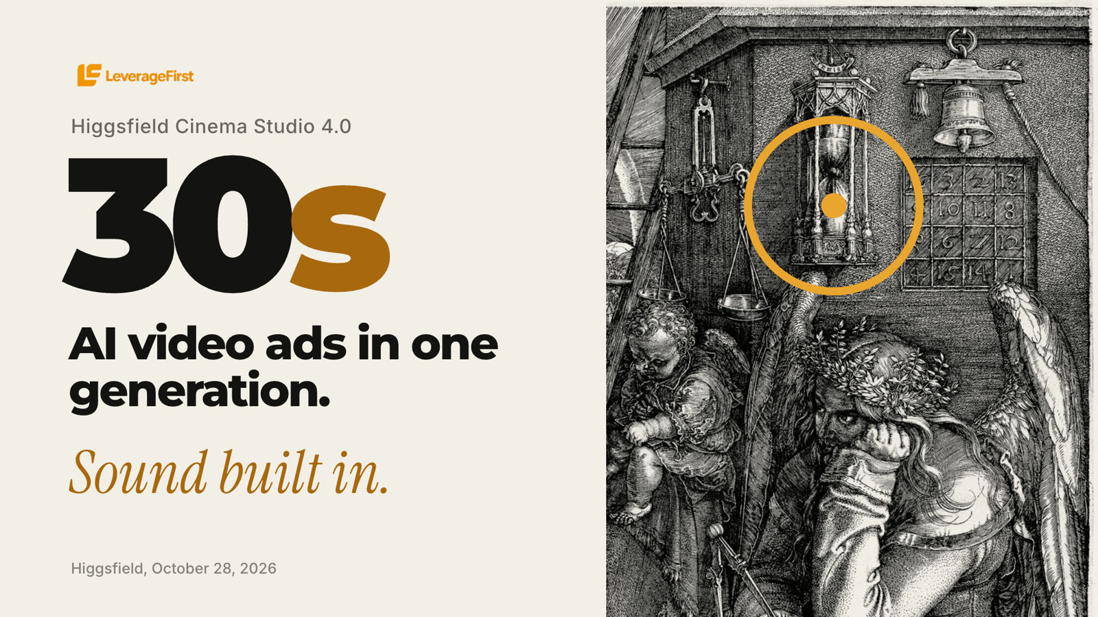 Higgsfield Cinema Studio 4.0: 30-second AI video ads in one generation, LeverageFirst summary